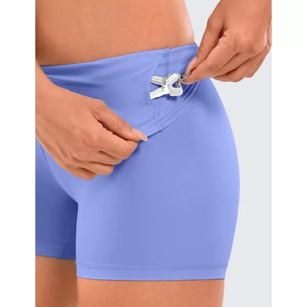 CRZ YOGA Womens Naked Feeling Biker Shorts  3  4  6  8  10 High Waist Yoga Workout Running Shorts SpandexPeriwinkle Purple