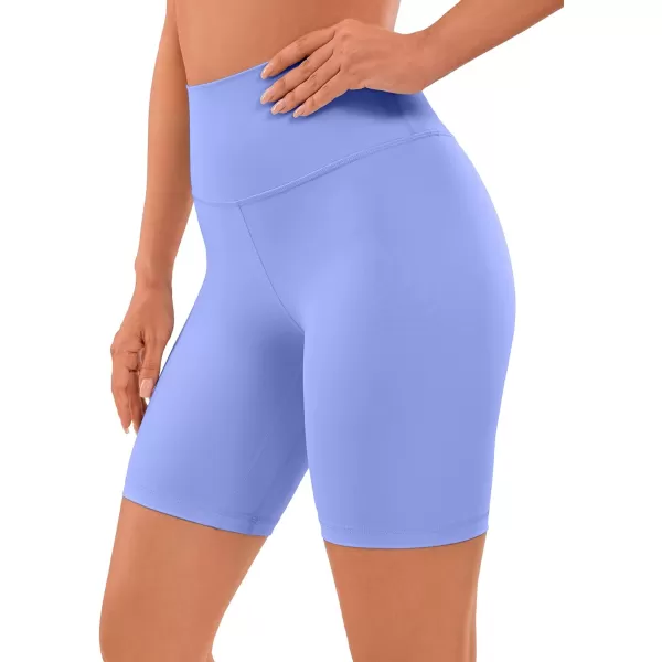 CRZ YOGA Womens Naked Feeling Biker Shorts  3  4  6  8  10 High Waist Yoga Workout Running Shorts SpandexPeriwinkle Purple