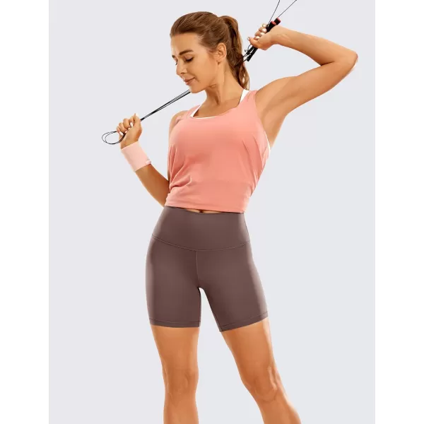 CRZ YOGA Womens Naked Feeling Biker Shorts  3  4  6  8  10 High Waist Yoga Workout Running Shorts SpandexPurple Taupe