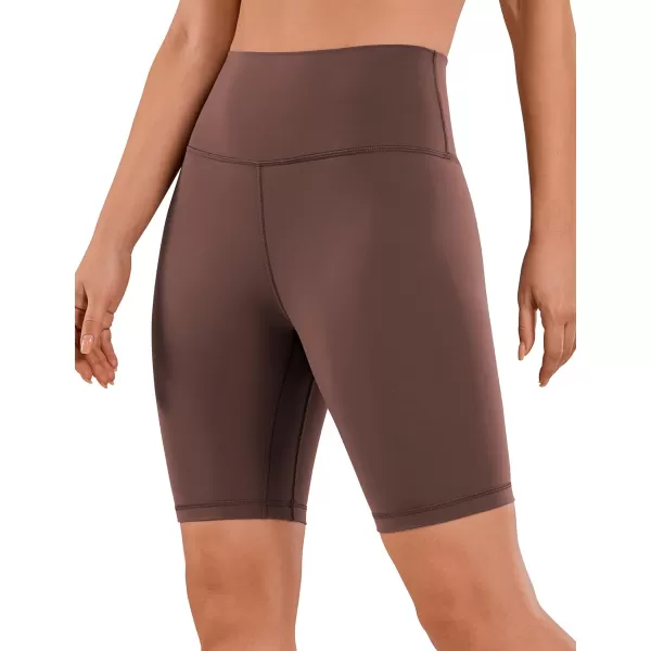 CRZ YOGA Womens Naked Feeling Biker Shorts  3  4  6  8  10 High Waist Yoga Workout Running Shorts SpandexTaupe