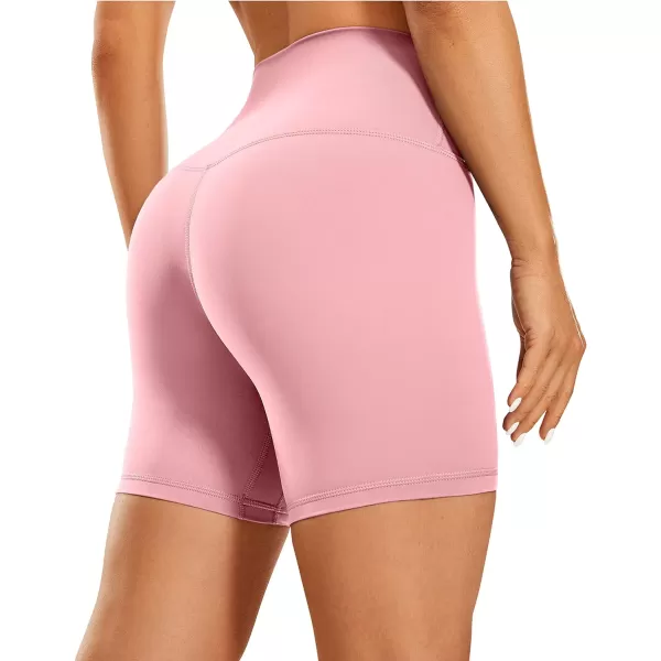 CRZ YOGA Womens Naked Feeling Biker Shorts  3  4  6  8  10 High Waist Yoga Workout Running Shorts SpandexThe Heartbeat Pink