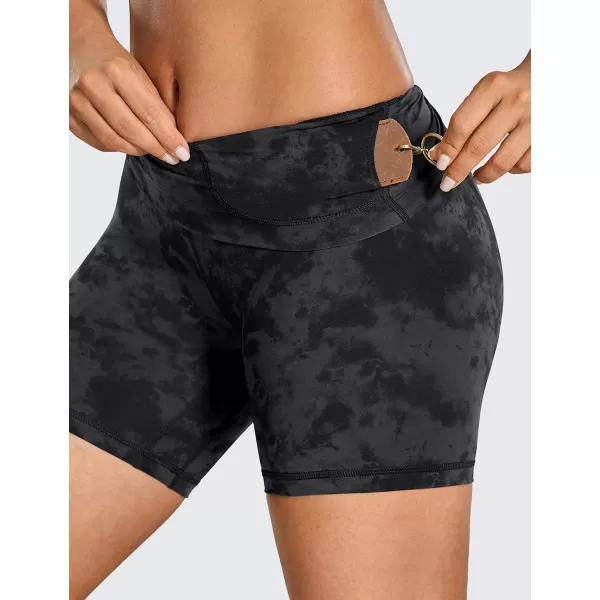 CRZ YOGA Womens Naked Feeling Biker Shorts  3  4  6  8  10 High Waist Yoga Workout Running Shorts SpandexTie Dye Smoke Ink