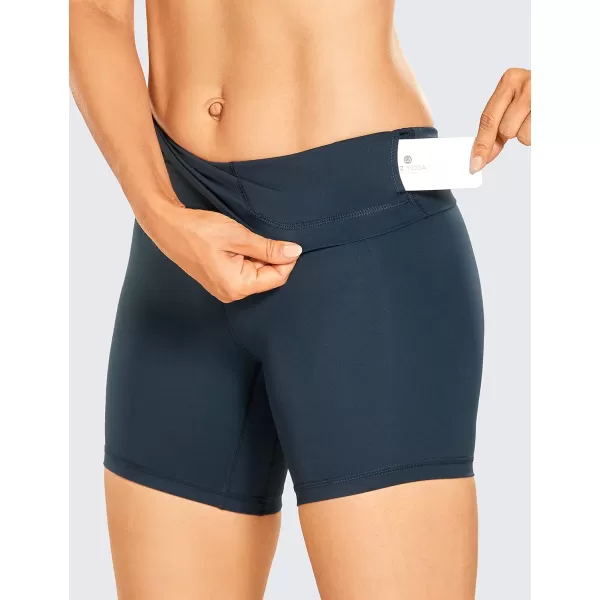 CRZ YOGA Womens Naked Feeling Biker Shorts  3  4  6  8  10 High Waist Yoga Workout Running Shorts SpandexTrue Navy