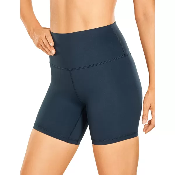 CRZ YOGA Womens Naked Feeling Biker Shorts  3  4  6  8  10 High Waist Yoga Workout Running Shorts SpandexTrue Navy