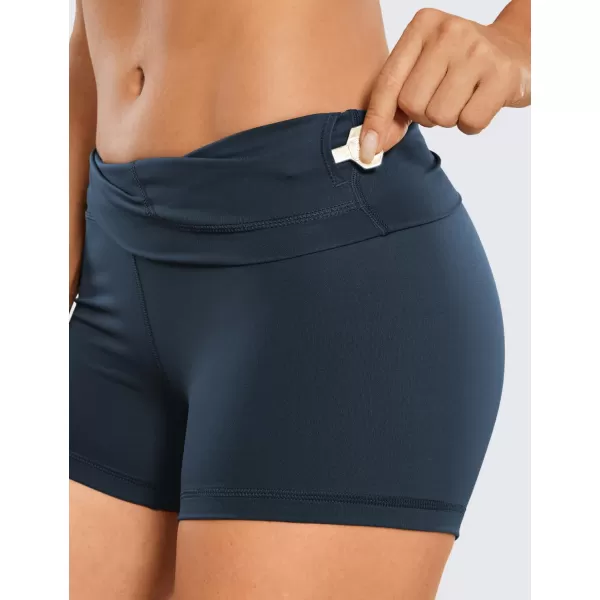 CRZ YOGA Womens Naked Feeling Biker Shorts  3  4  6  8  10 High Waist Yoga Workout Running Shorts SpandexTrue Navy