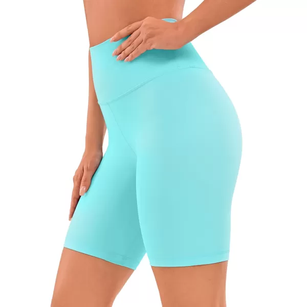 CRZ YOGA Womens Naked Feeling Biker Shorts  3  4  6  8  10 High Waist Yoga Workout Running Shorts SpandexTurquoise