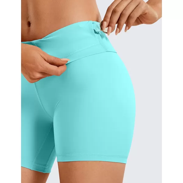 CRZ YOGA Womens Naked Feeling Biker Shorts  3  4  6  8  10 High Waist Yoga Workout Running Shorts SpandexTurquoise