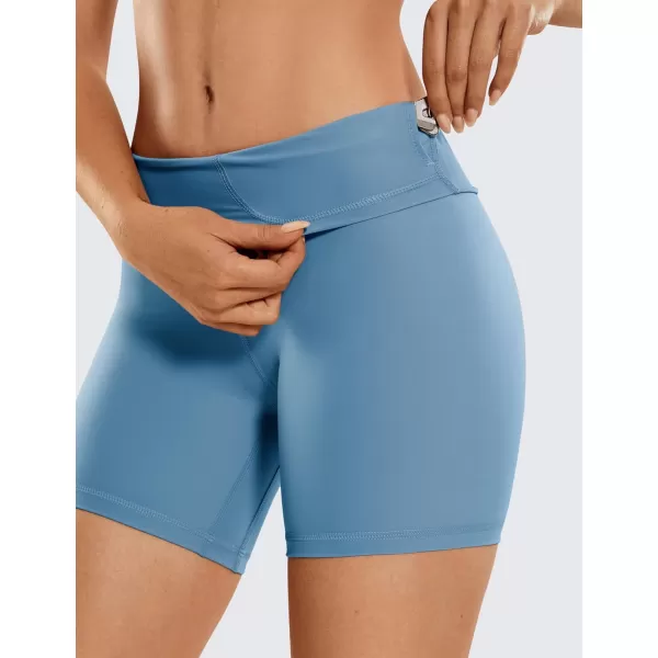 CRZ YOGA Womens Naked Feeling Biker Shorts  3  4  6  8  10 High Waist Yoga Workout Running Shorts SpandexUniverse Blue