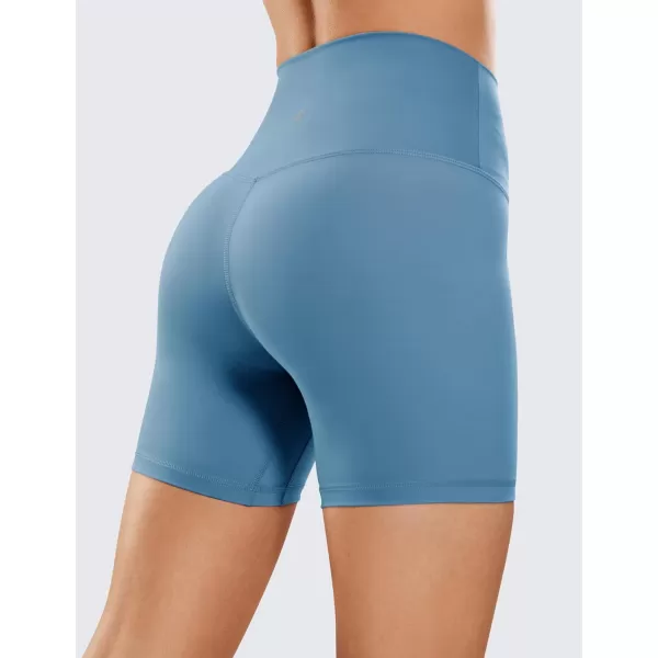 CRZ YOGA Womens Naked Feeling Biker Shorts  3  4  6  8  10 High Waist Yoga Workout Running Shorts SpandexUniverse Blue