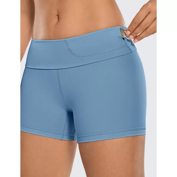 CRZ YOGA Womens Naked Feeling Biker Shorts  3  4  6  8  10 High Waist Yoga Workout Running Shorts SpandexUniverse Blue