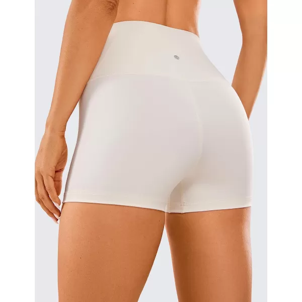 CRZ YOGA Womens Naked Feeling Biker Shorts  3  4  6  8  10 High Waist Yoga Workout Running Shorts SpandexWhite Apricot