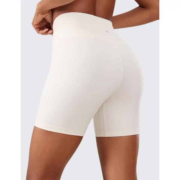 CRZ YOGA Womens Naked Feeling Biker Shorts  3  4  6  8  10 High Waist Yoga Workout Running Shorts SpandexWhite Apricot