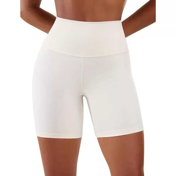 CRZ YOGA Womens Naked Feeling Biker Shorts  3  4  6  8  10 High Waist Yoga Workout Running Shorts SpandexWhite Apricot