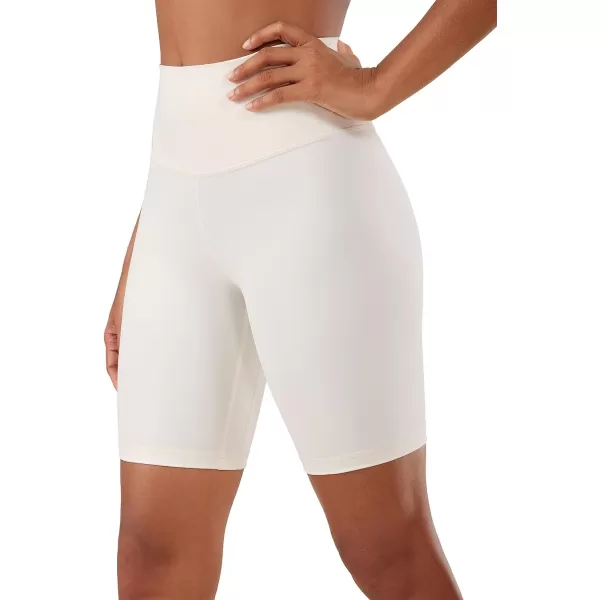 CRZ YOGA Womens Naked Feeling Biker Shorts  3  4  6  8  10 High Waist Yoga Workout Running Shorts SpandexWhite Apricot