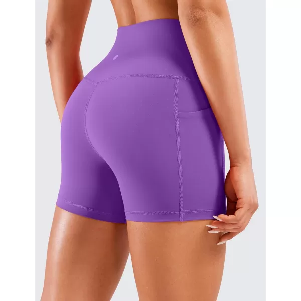 CRZ YOGA Womens Naked Feeling Biker Shorts  4 5 6 8 High Waisted Yoga Gym Spandex Shorts Side Pockets4 inches Royal Lilac