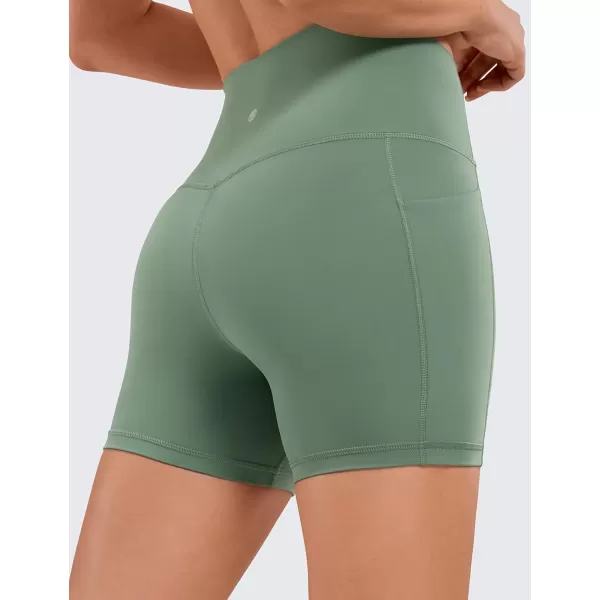 CRZ YOGA Womens Naked Feeling Biker Shorts  4 5 6 8 High Waisted Yoga Gym Spandex Shorts Side Pockets4 inches Vibrant Green