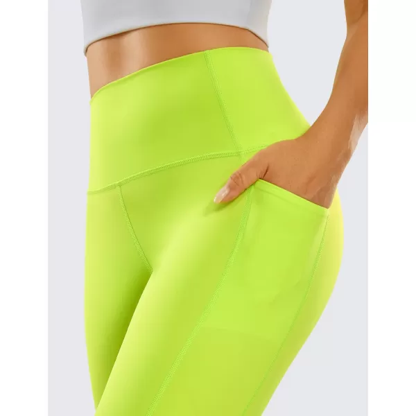 CRZ YOGA Womens Naked Feeling Biker Shorts  4 5 6 8 High Waisted Yoga Gym Spandex Shorts Side Pockets8 inches Chartreuse