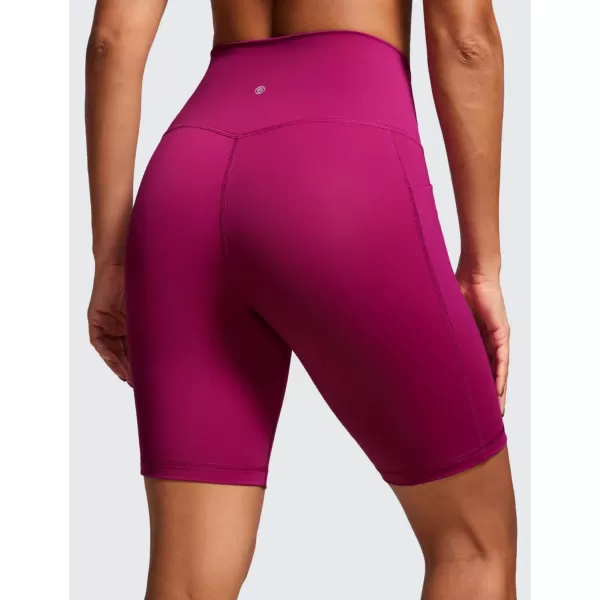 CRZ YOGA Womens Naked Feeling Biker Shorts  4 5 6 8 High Waisted Yoga Gym Spandex Shorts Side Pockets8 inches Magenta Purple