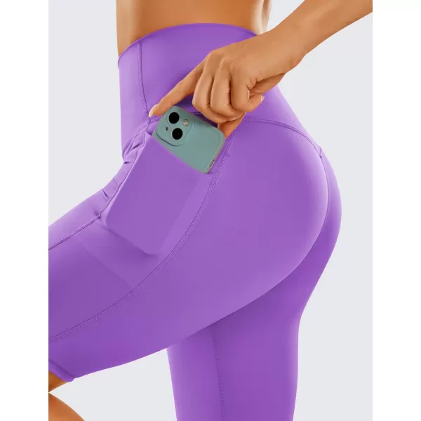 CRZ YOGA Womens Naked Feeling Biker Shorts  4 5 6 8 High Waisted Yoga Gym Spandex Shorts Side Pockets8 inches Royal Lilac