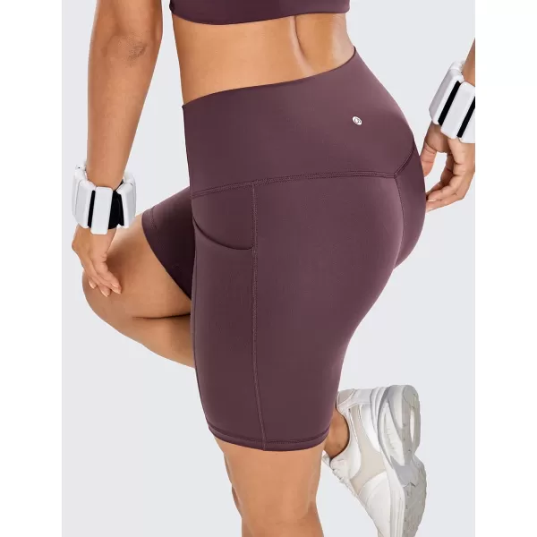 CRZ YOGA Womens Naked Feeling Biker Shorts  4 5 6 8 High Waisted Yoga Gym Spandex Shorts Side PocketsArctic Plum