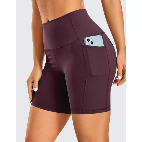 CRZ YOGA Womens Naked Feeling Biker Shorts  4 5 6 8 High Waisted Yoga Gym Spandex Shorts Side PocketsArctic Plum