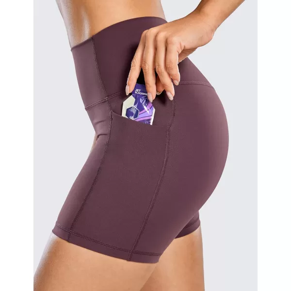 CRZ YOGA Womens Naked Feeling Biker Shorts  4 5 6 8 High Waisted Yoga Gym Spandex Shorts Side PocketsArctic Plum