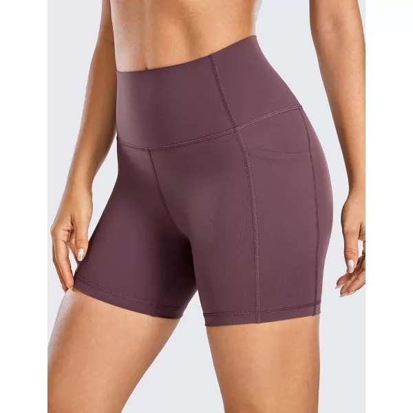 CRZ YOGA Womens Naked Feeling Biker Shorts  4 5 6 8 High Waisted Yoga Gym Spandex Shorts Side PocketsArctic Plum