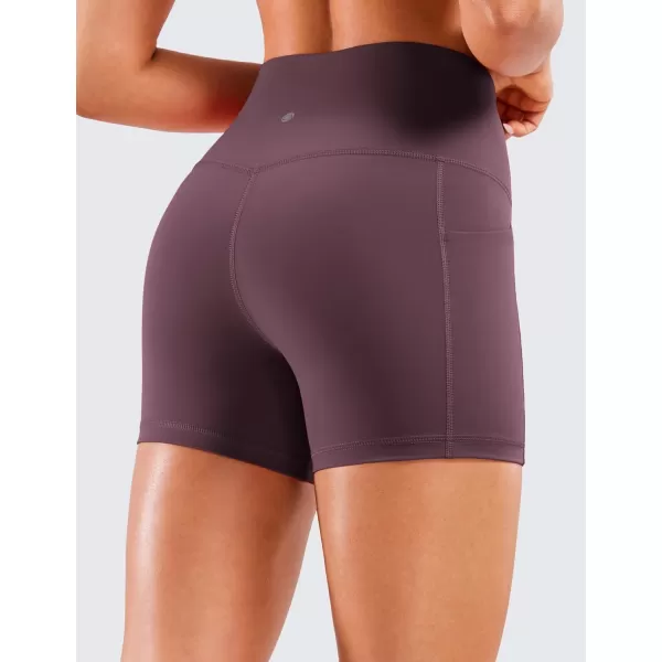 CRZ YOGA Womens Naked Feeling Biker Shorts  4 5 6 8 High Waisted Yoga Gym Spandex Shorts Side PocketsArctic Plum