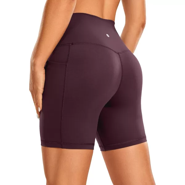 CRZ YOGA Womens Naked Feeling Biker Shorts  4 5 6 8 High Waisted Yoga Gym Spandex Shorts Side PocketsArctic Plum