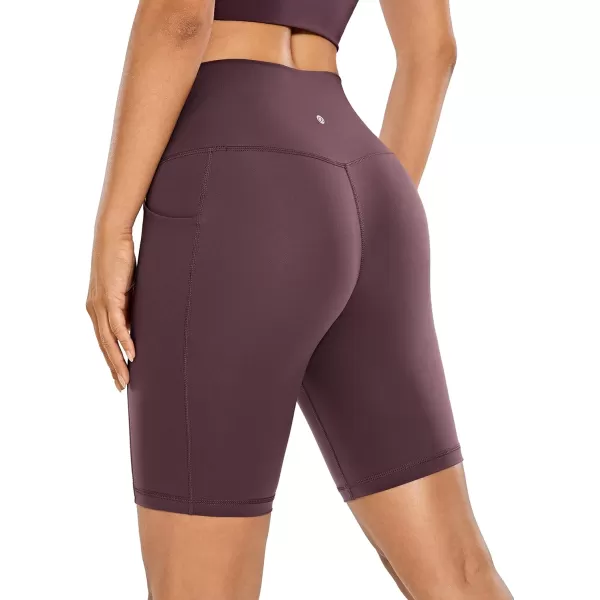 CRZ YOGA Womens Naked Feeling Biker Shorts  4 5 6 8 High Waisted Yoga Gym Spandex Shorts Side PocketsArctic Plum