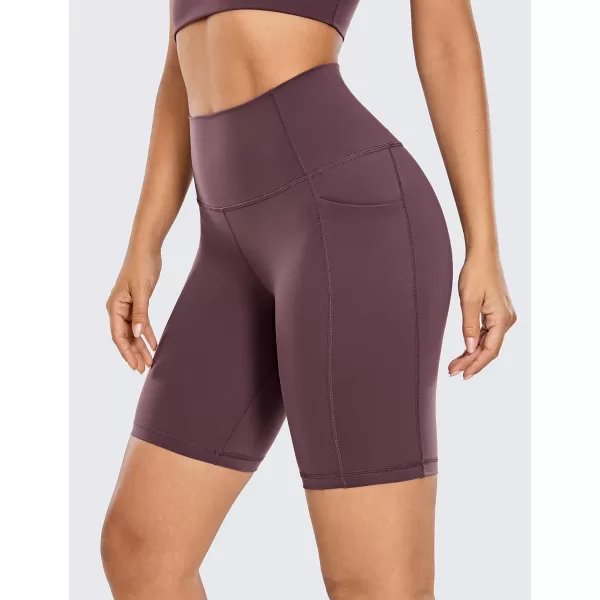 CRZ YOGA Womens Naked Feeling Biker Shorts  4 5 6 8 High Waisted Yoga Gym Spandex Shorts Side PocketsArctic Plum