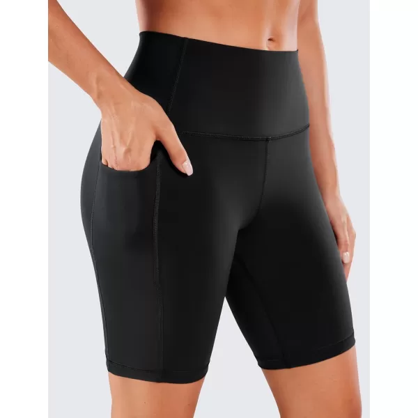 CRZ YOGA Womens Naked Feeling Biker Shorts  4 5 6 8 High Waisted Yoga Gym Spandex Shorts Side PocketsBlack