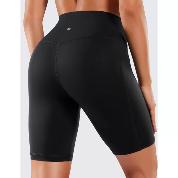 CRZ YOGA Womens Naked Feeling Biker Shorts  4 5 6 8 High Waisted Yoga Gym Spandex Shorts Side PocketsBlack