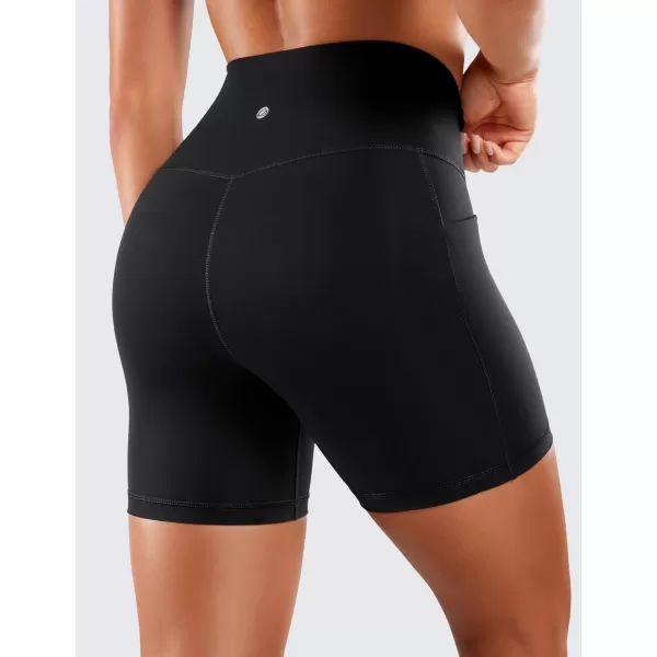 CRZ YOGA Womens Naked Feeling Biker Shorts  4 5 6 8 High Waisted Yoga Gym Spandex Shorts Side PocketsBlack