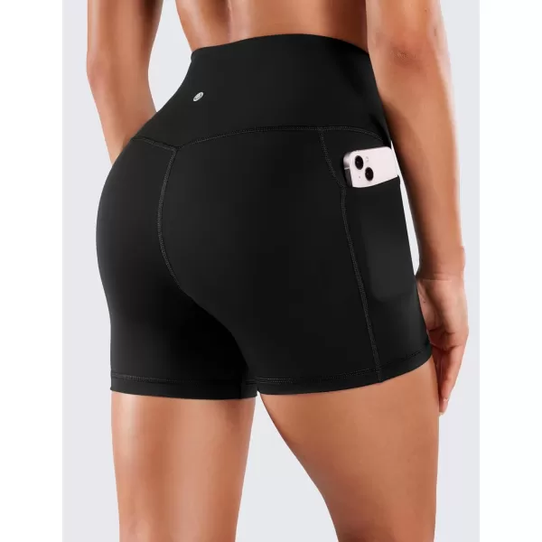 CRZ YOGA Womens Naked Feeling Biker Shorts  4 5 6 8 High Waisted Yoga Gym Spandex Shorts Side PocketsBlack