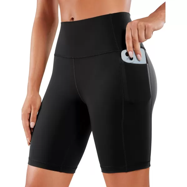 CRZ YOGA Womens Naked Feeling Biker Shorts  4 5 6 8 High Waisted Yoga Gym Spandex Shorts Side PocketsBlack