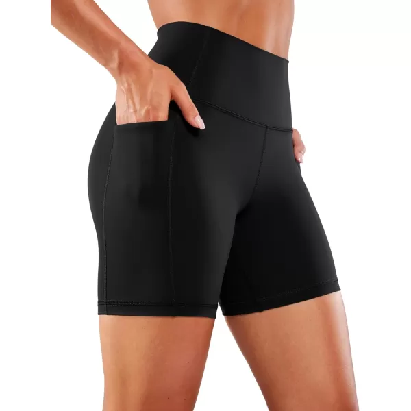 CRZ YOGA Womens Naked Feeling Biker Shorts  4 5 6 8 High Waisted Yoga Gym Spandex Shorts Side PocketsBlack