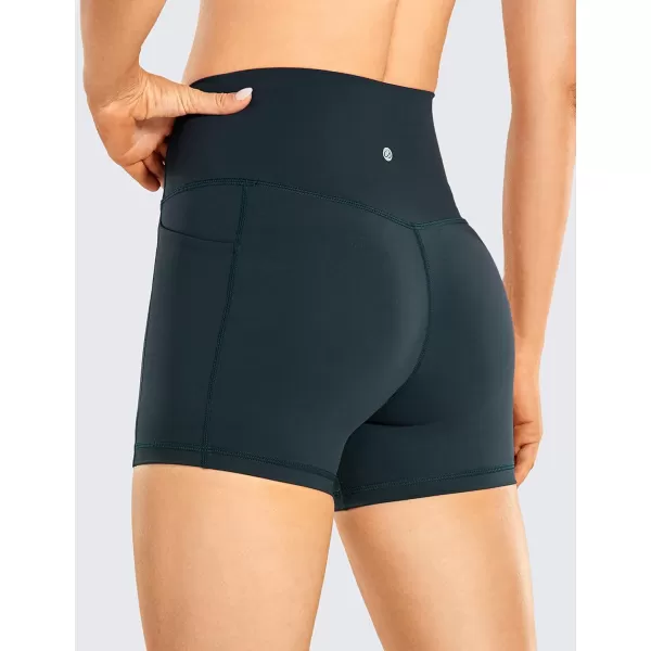 CRZ YOGA Womens Naked Feeling Biker Shorts  4 5 6 8 High Waisted Yoga Gym Spandex Shorts Side PocketsDark Green