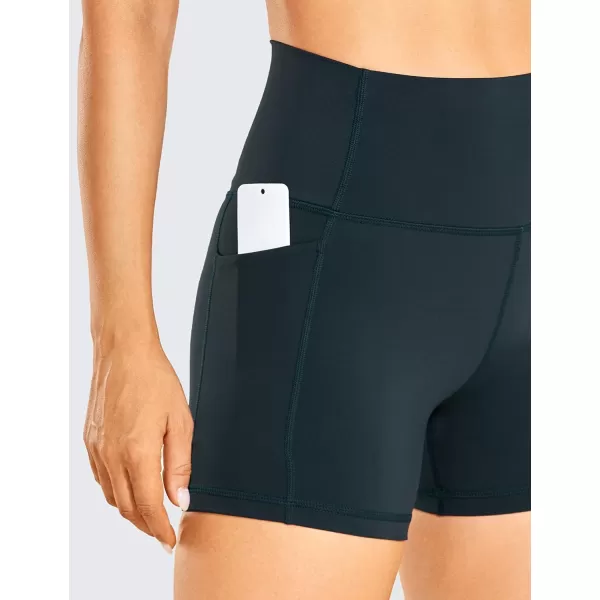 CRZ YOGA Womens Naked Feeling Biker Shorts  4 5 6 8 High Waisted Yoga Gym Spandex Shorts Side PocketsDark Green