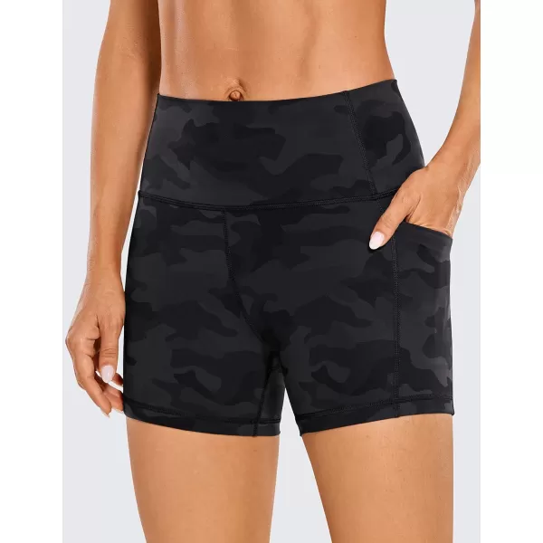 CRZ YOGA Womens Naked Feeling Biker Shorts  4 5 6 8 High Waisted Yoga Gym Spandex Shorts Side PocketsDark Grey Camouflage