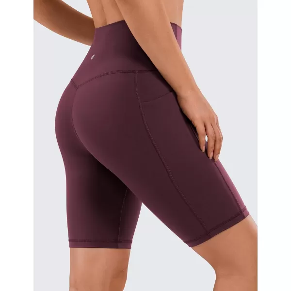 CRZ YOGA Womens Naked Feeling Biker Shorts  4 5 6 8 High Waisted Yoga Gym Spandex Shorts Side PocketsDark Russet