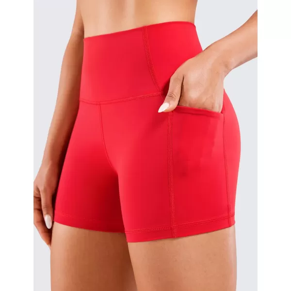 CRZ YOGA Womens Naked Feeling Biker Shorts  4 5 6 8 High Waisted Yoga Gym Spandex Shorts Side PocketsDeep Red