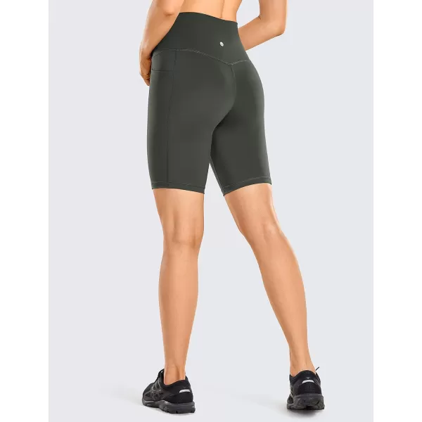 CRZ YOGA Womens Naked Feeling Biker Shorts  4 5 6 8 High Waisted Yoga Gym Spandex Shorts Side PocketsGrey Olive