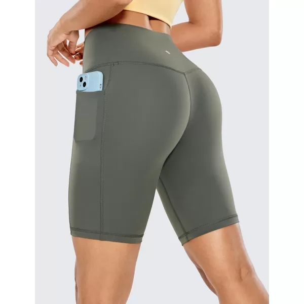 CRZ YOGA Womens Naked Feeling Biker Shorts  4 5 6 8 High Waisted Yoga Gym Spandex Shorts Side PocketsGrey Sage