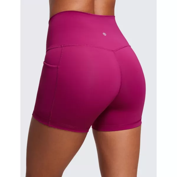 CRZ YOGA Womens Naked Feeling Biker Shorts  4 5 6 8 High Waisted Yoga Gym Spandex Shorts Side PocketsMagenta Purple