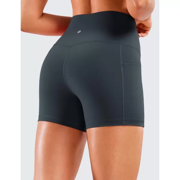 CRZ YOGA Womens Naked Feeling Biker Shorts  4 5 6 8 High Waisted Yoga Gym Spandex Shorts Side PocketsMelanite