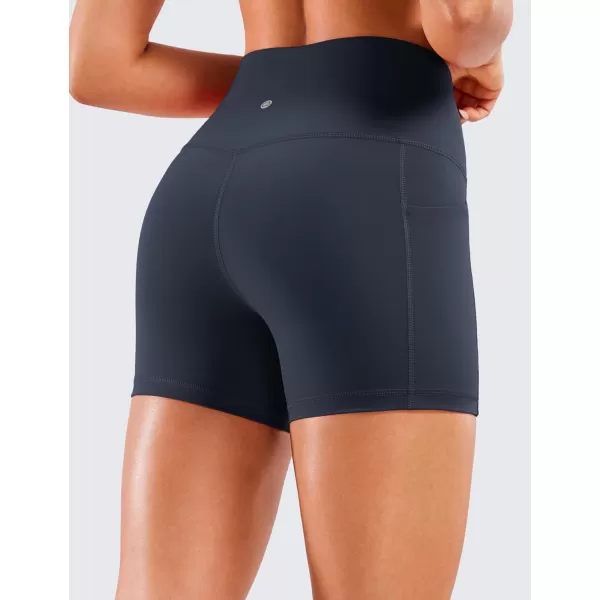 CRZ YOGA Womens Naked Feeling Biker Shorts  4 5 6 8 High Waisted Yoga Gym Spandex Shorts Side PocketsNavy