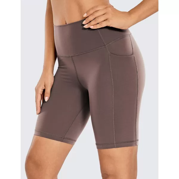 CRZ YOGA Womens Naked Feeling Biker Shorts  4 5 6 8 High Waisted Yoga Gym Spandex Shorts Side PocketsPurple Taupe