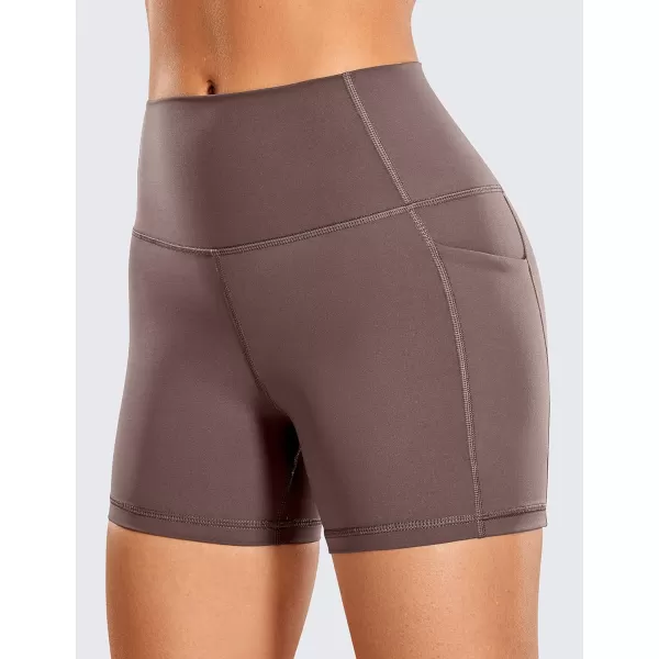 CRZ YOGA Womens Naked Feeling Biker Shorts  4 5 6 8 High Waisted Yoga Gym Spandex Shorts Side PocketsPurple Taupe