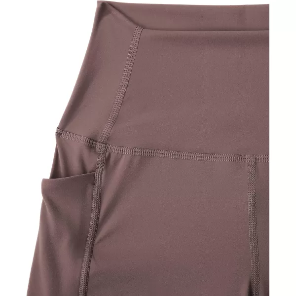 CRZ YOGA Womens Naked Feeling Biker Shorts  4 5 6 8 High Waisted Yoga Gym Spandex Shorts Side PocketsPurple Taupe